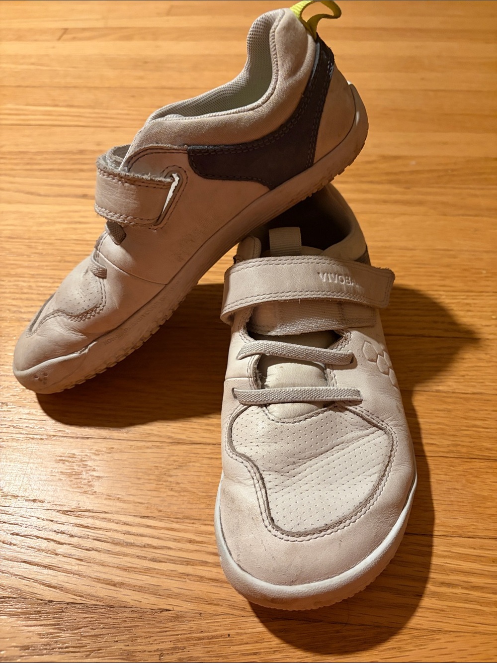 Vivo barefoot Kids Beige and Dark Gray Velcro Sneakers